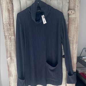 Zara Dark Gray Ribbed Tunic Top